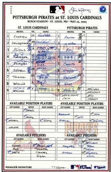 2005 St Louis Cardinals Game Used Lineup Card w/ 11 Signatures Including Pujols & La Russa